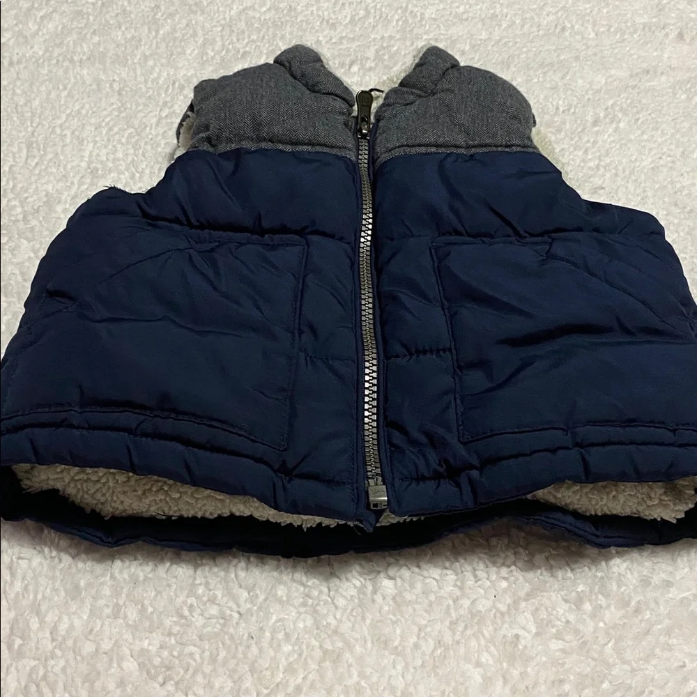 BABY GAP boys Sz 18mo - 24mo puffer vest navy / grey waterproof and lined ¥